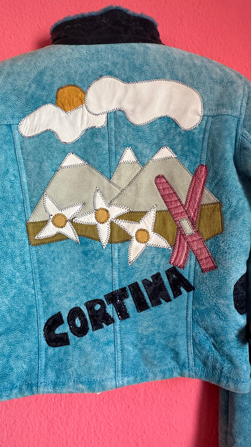 Vintage 1990s Turquoise Leather Statement Jacket By Flora Smith