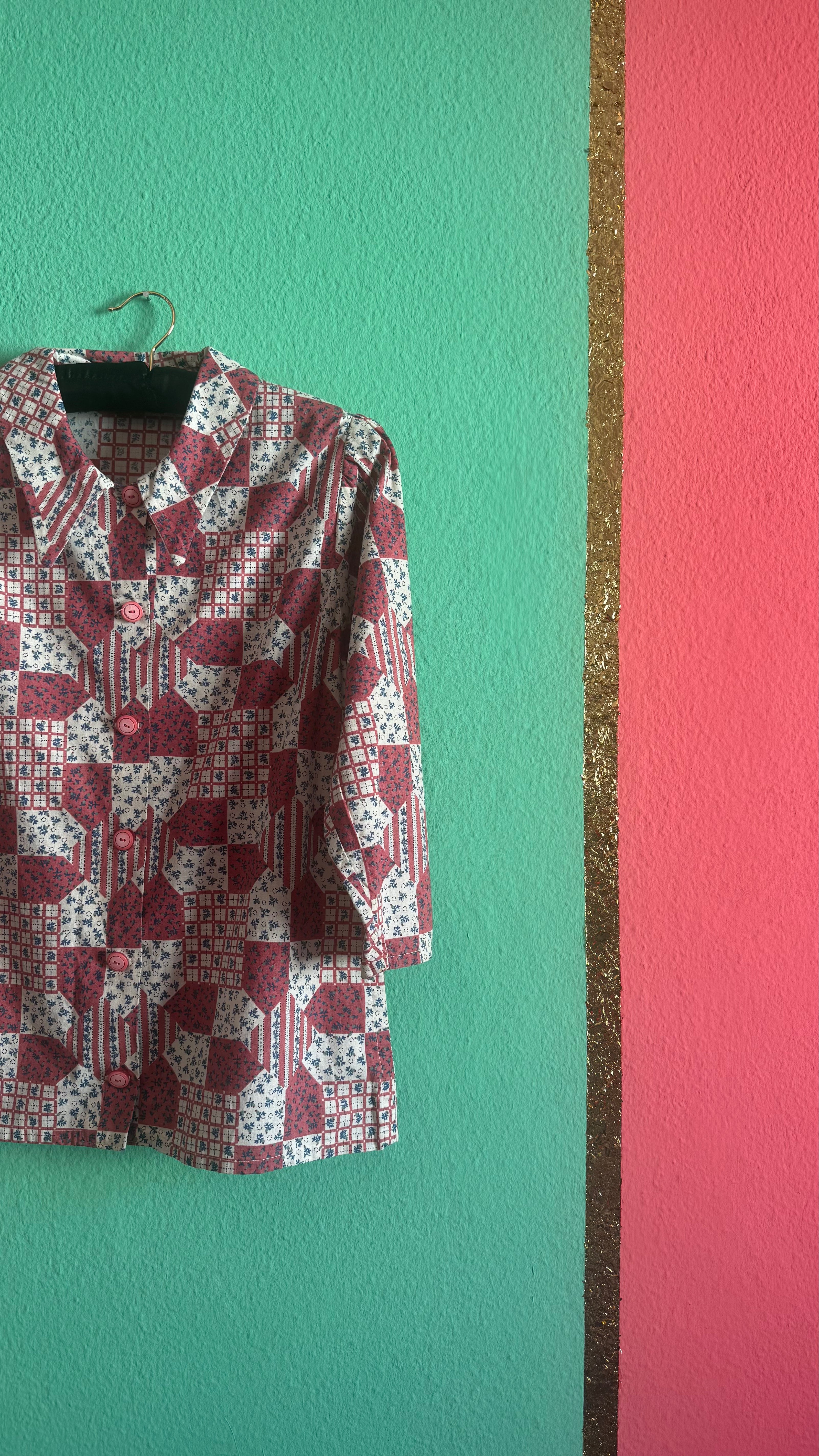 Vintage 1970s Cotton Patchwork Print Shirt Jacket