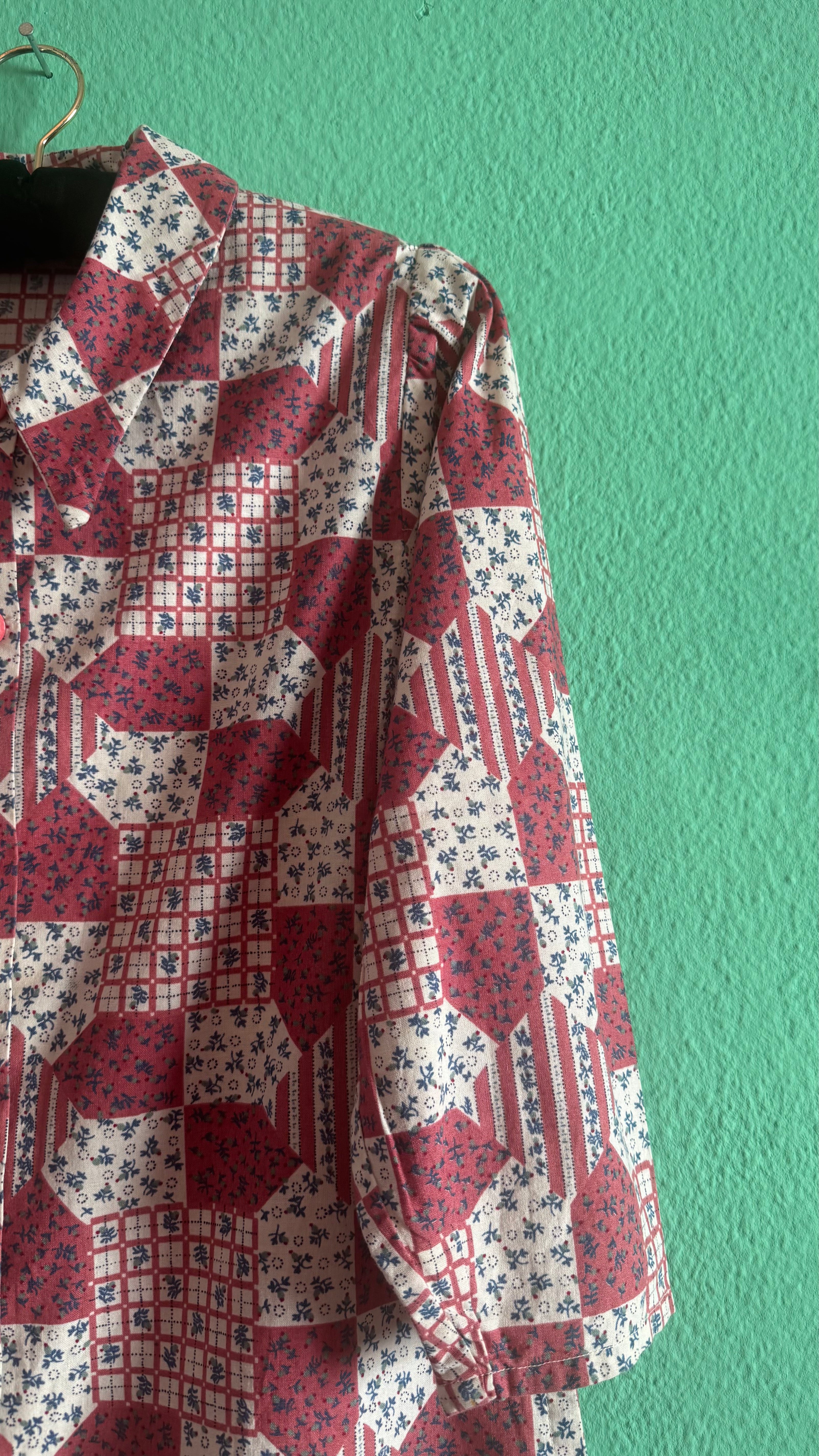 Vintage 1970s Cotton Patchwork Print Shirt Jacket
