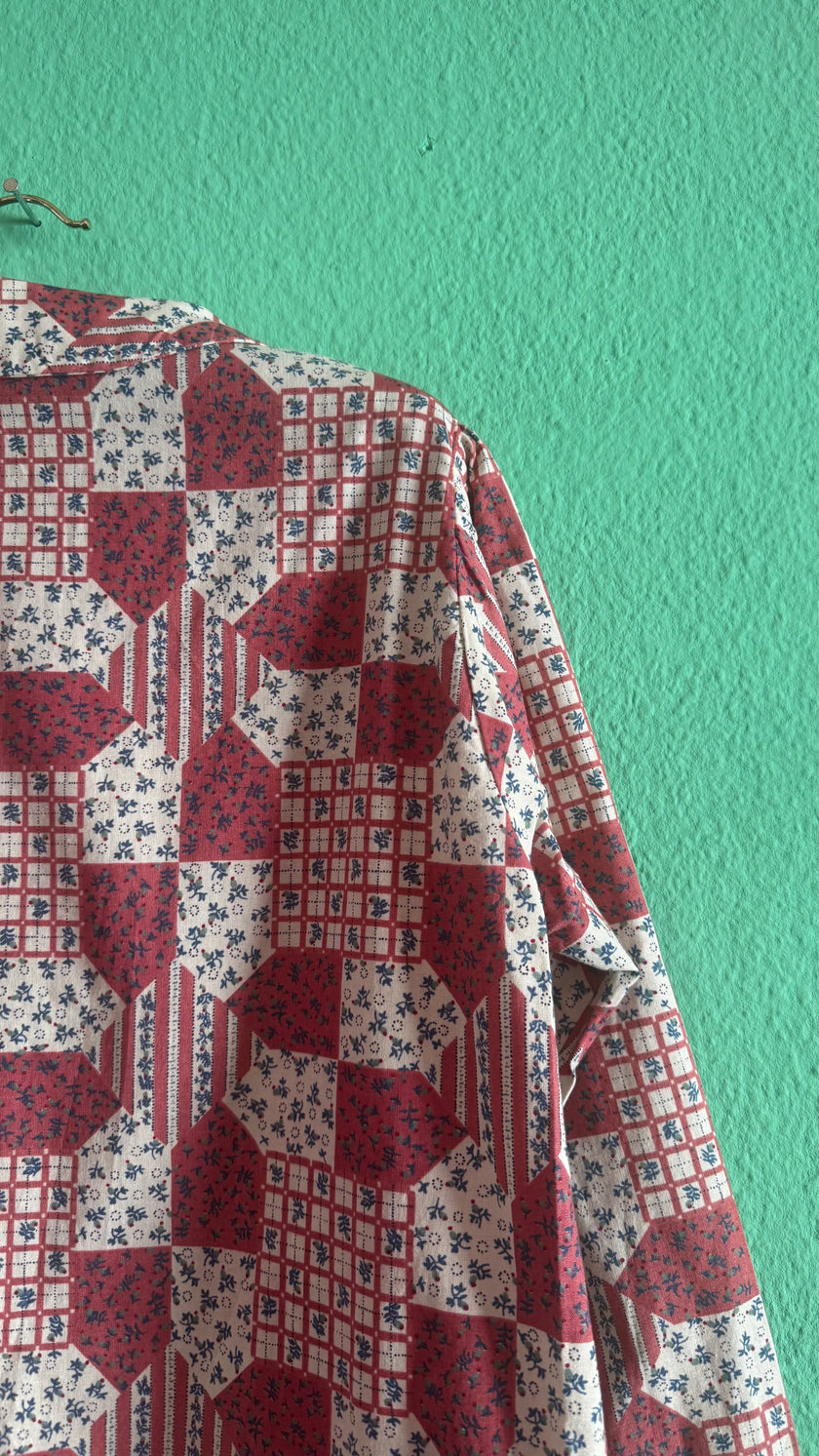 Vintage 1970s Cotton Patchwork Print Shirt Jacket