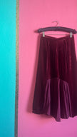 Vintage 1980s Burgundy Velvet Pleated Midi Skirt