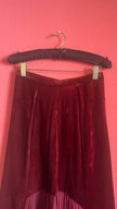 Vintage 1980s Burgundy Velvet Pleated Midi Skirt
