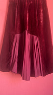 Vintage 1980s Burgundy Velvet Pleated Midi Skirt