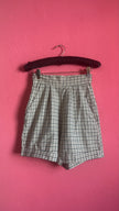 Vintage 1980s Checked High-Waisted Pleated Shorts