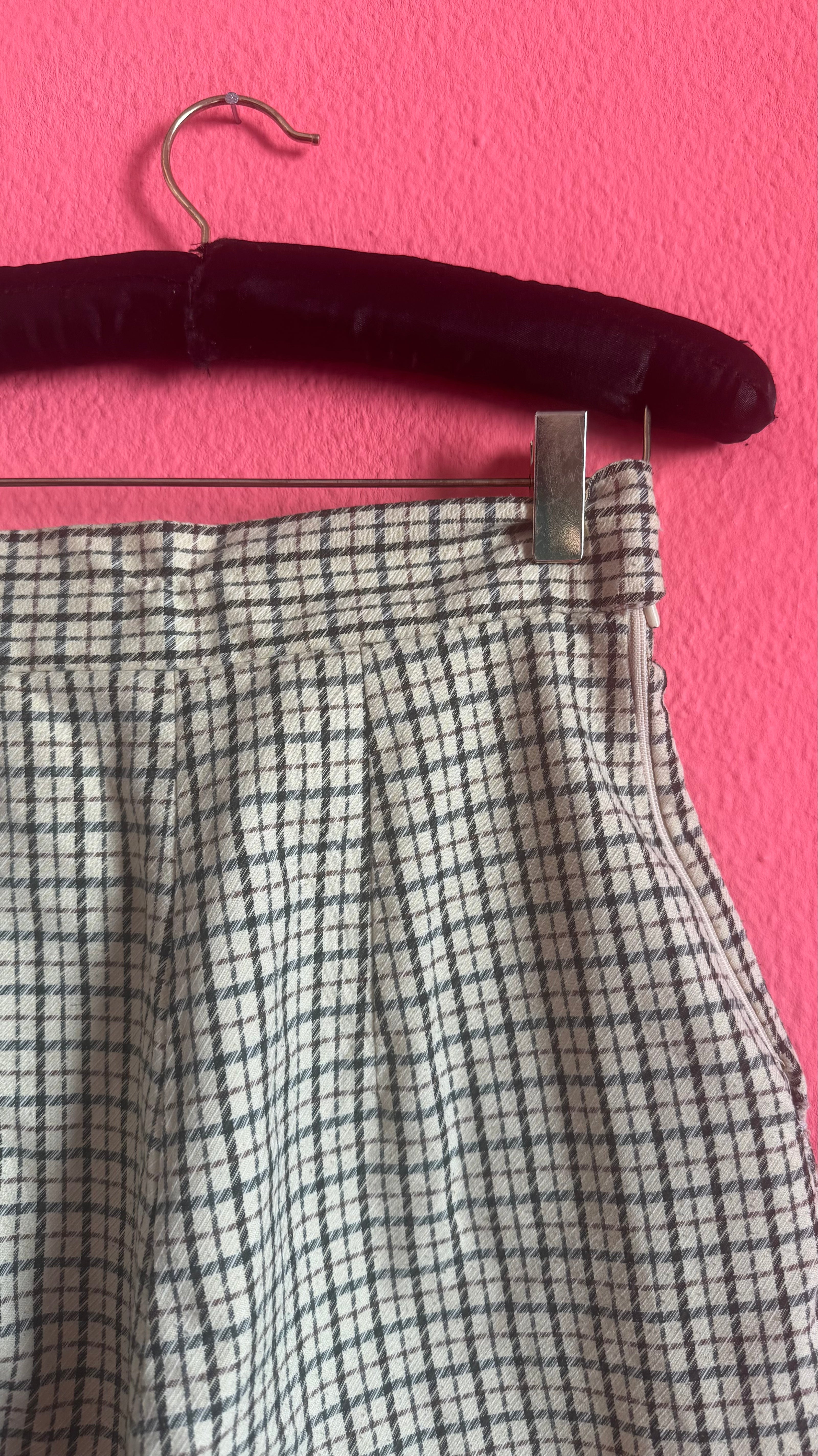 Vintage 1980s Checked High-Waisted Pleated Shorts