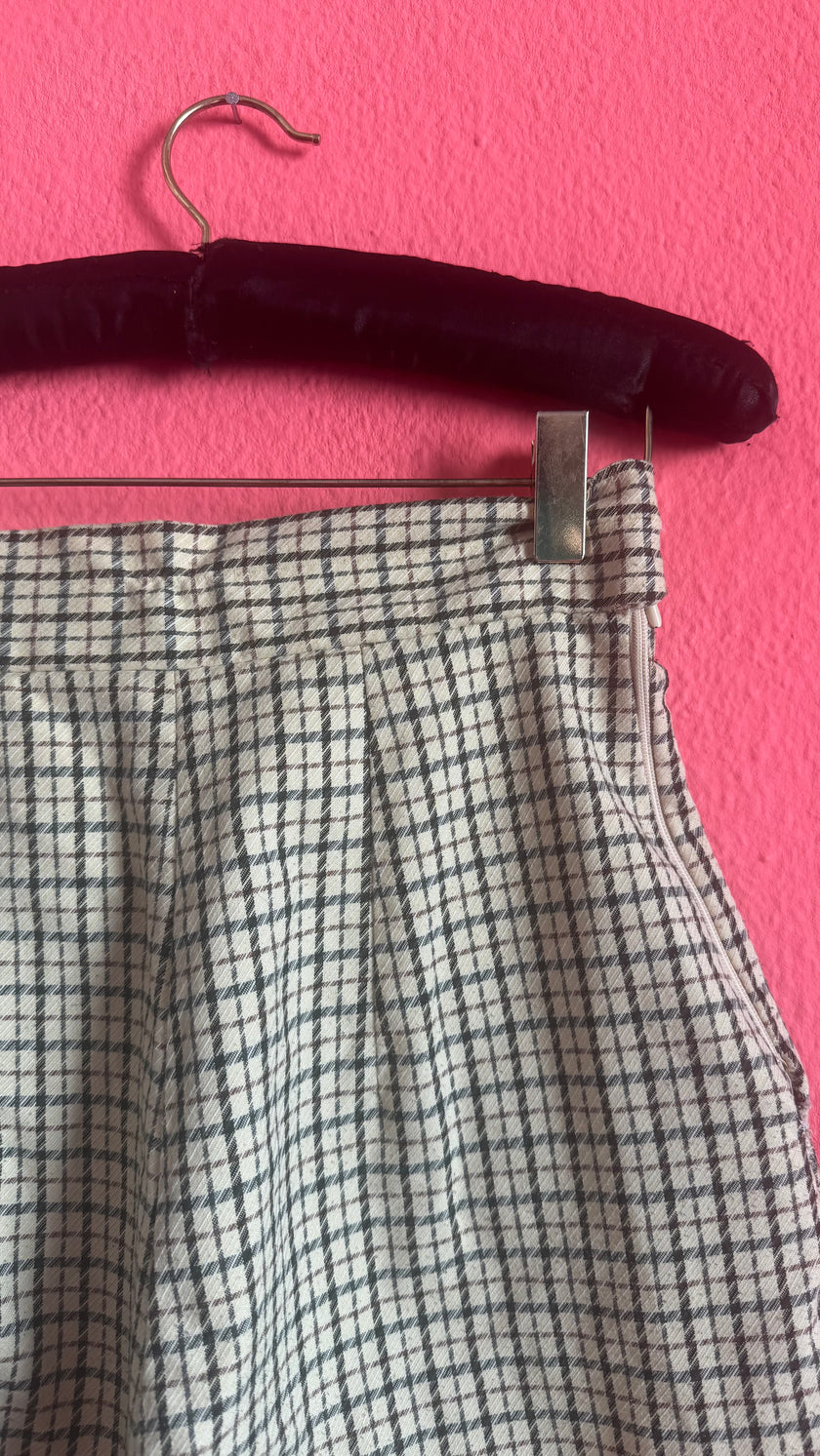 Vintage 1980s Checked High-Waisted Pleated Shorts