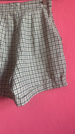 Vintage 1980s Checked High-Waisted Pleated Shorts