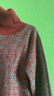 Vintage 1980s Burgundy & Teal Virgin Wool Knit Set by Saint Laurent Rive Gauche