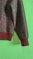 Vintage 1980s Burgundy & Teal Virgin Wool Knit Set by Saint Laurent Rive Gauche