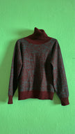 Vintage 1980s Burgundy & Teal Virgin Wool Knit Set by Saint Laurent Rive Gauche