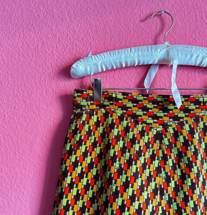 Emilio Pucci 70s Geometric Cotton Skirt - Made in Florence - Alva - Morgaine | Vintage Store