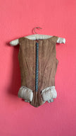 Vintage 19th-Century Rose-Brown Bodice Vest With Metal Hooks