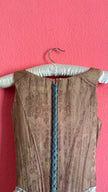 Vintage 19th-Century Rose-Brown Bodice Vest With Metal Hooks