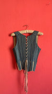 Vintage 19th-Century Blue-Grey Lace-Up Historical Bodice