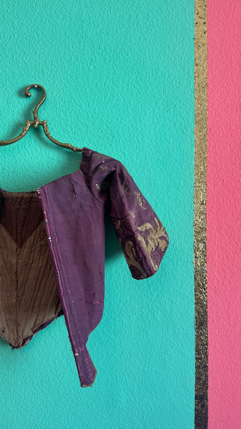 Vintage 19th-Century Purple Embroidered Historical Jacket