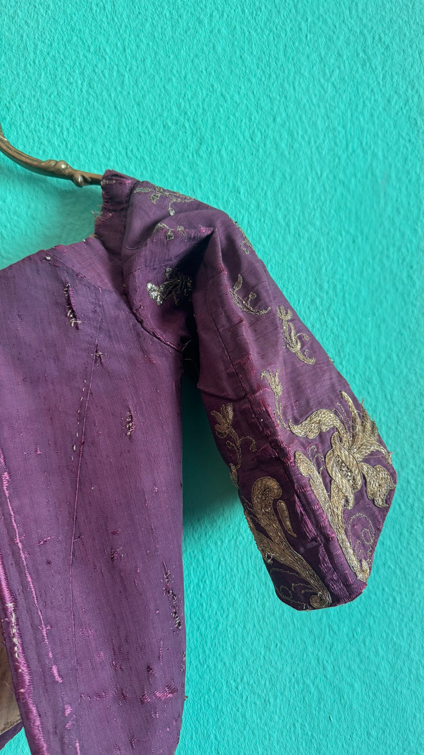Vintage 19th-Century Purple Embroidered Historical Jacket