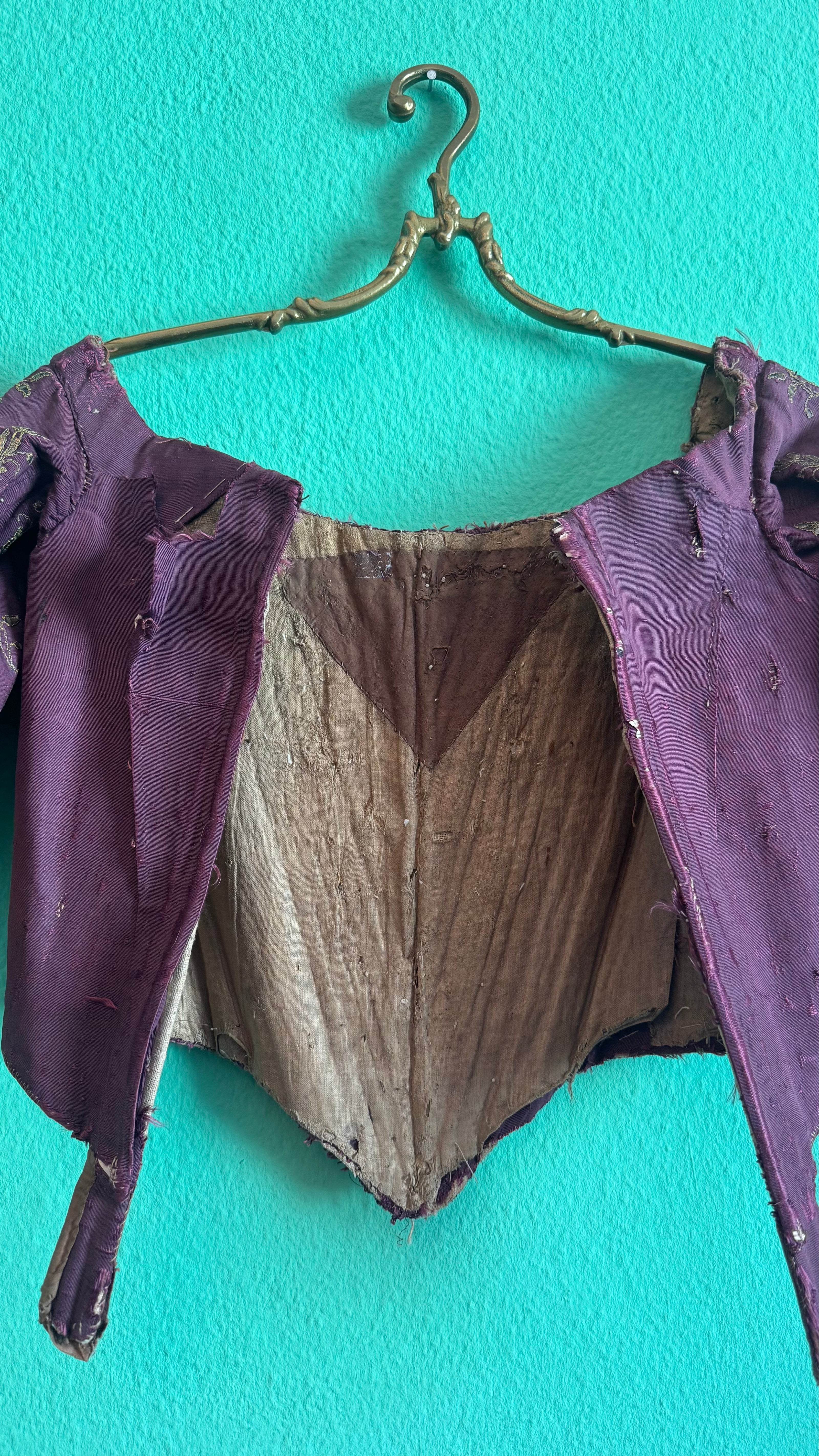 Vintage 19th-Century Purple Embroidered Historical Jacket