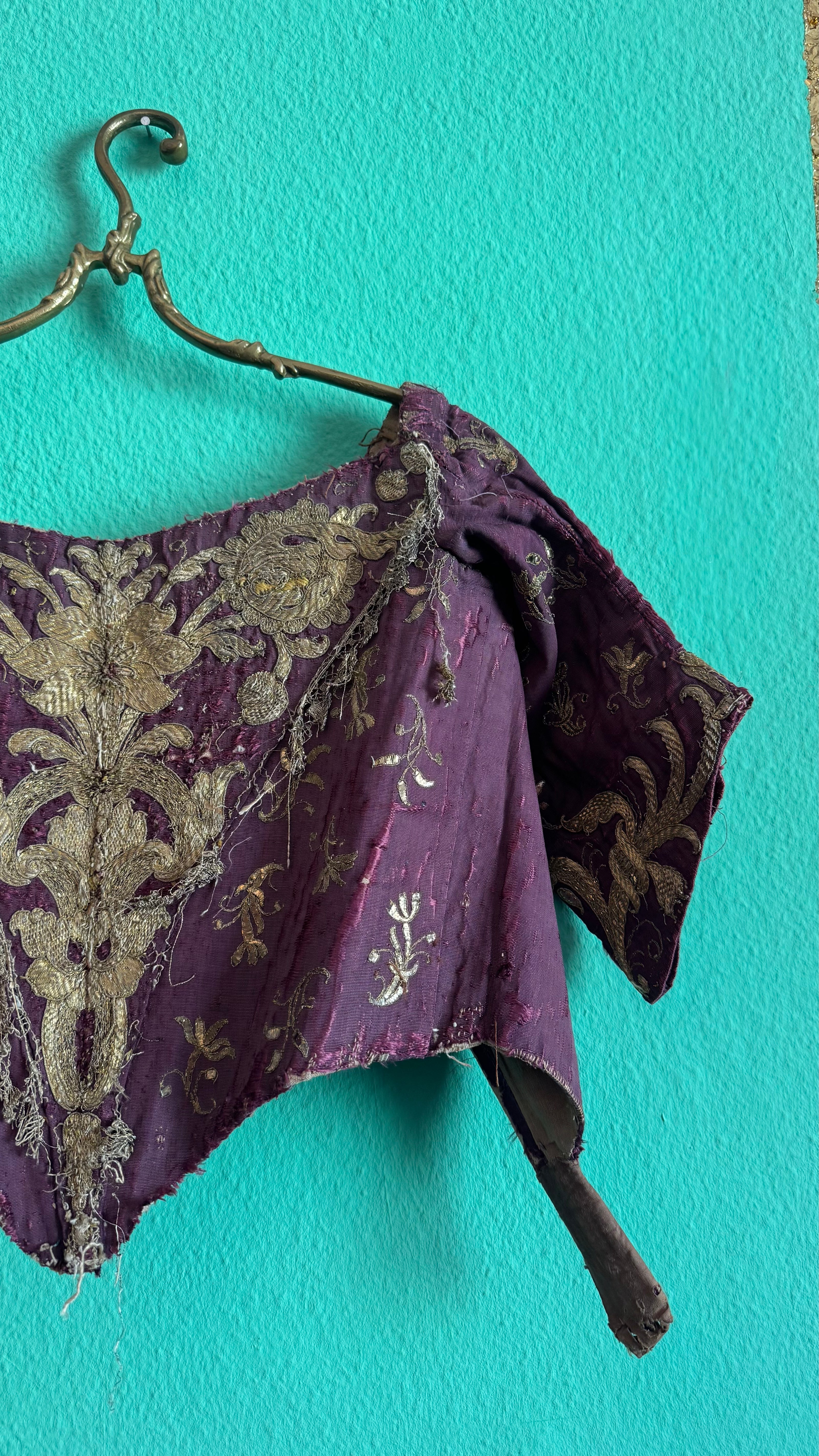 Vintage 19th-Century Purple Embroidered Historical Jacket