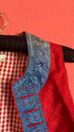 Vintage Traditional Dirndl Vest in Red Jacquard and Cotton