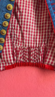 Vintage Traditional Dirndl Vest in Red Jacquard and Cotton