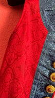 Vintage Traditional Dirndl Vest in Red Jacquard and Cotton