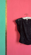 Vintage 1920s Black Silk Beaded Evening Top