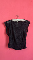 Vintage 1920s Black Silk Beaded Evening Top