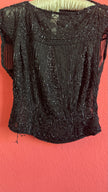 Vintage 1920s Black Silk Beaded Evening Top