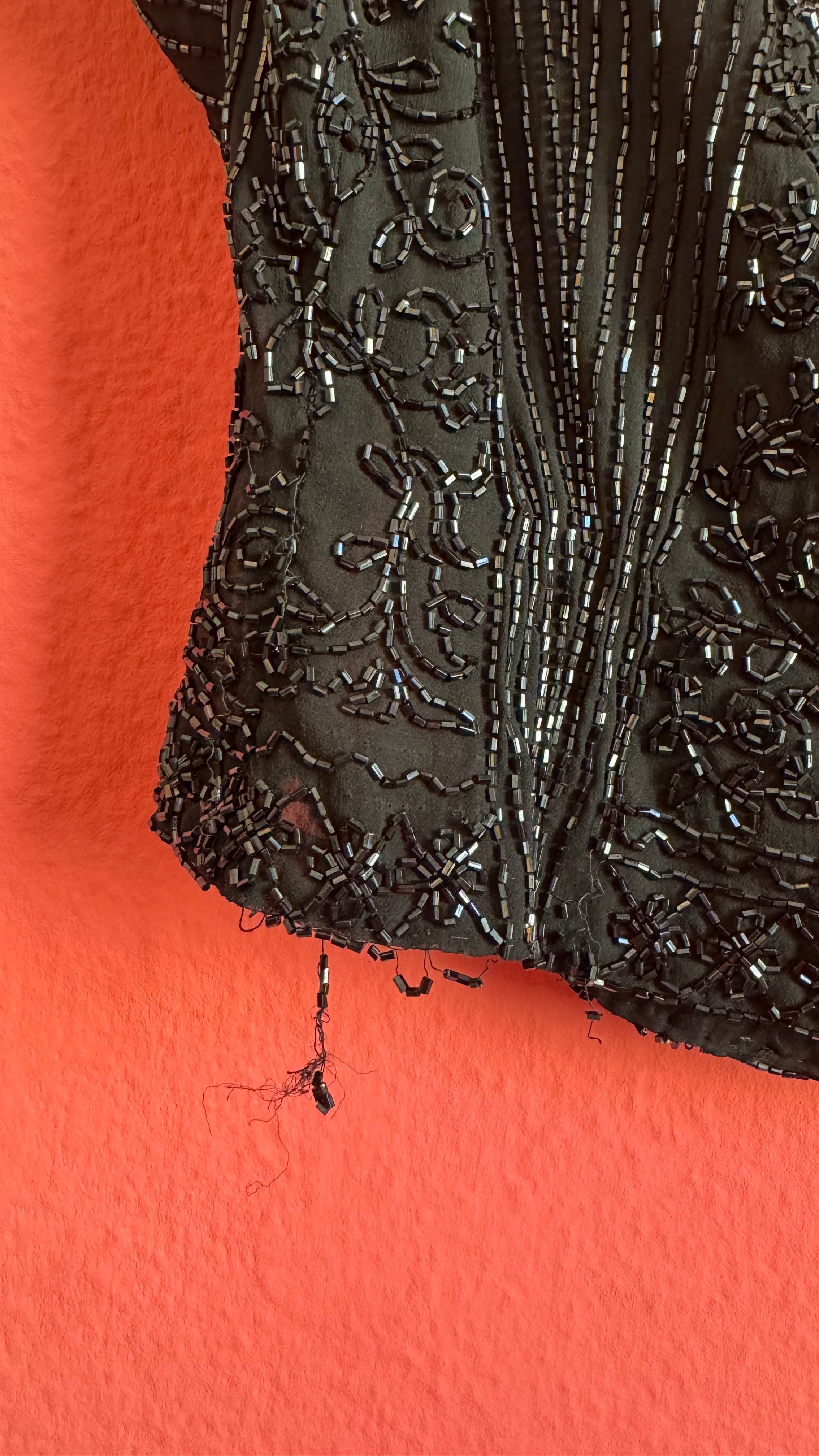 Vintage 1920s Black Silk Beaded Evening Top