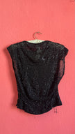 Vintage 1920s Black Silk Beaded Evening Top