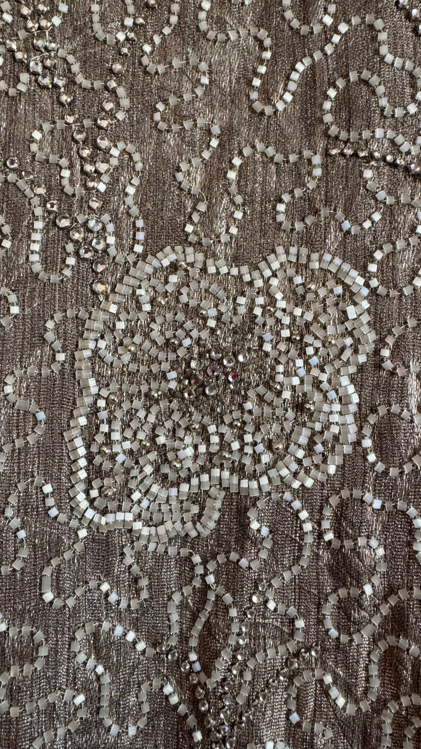 Vintage 1920s Ivory Fur-Trim Glass Beaded Evening Jacket