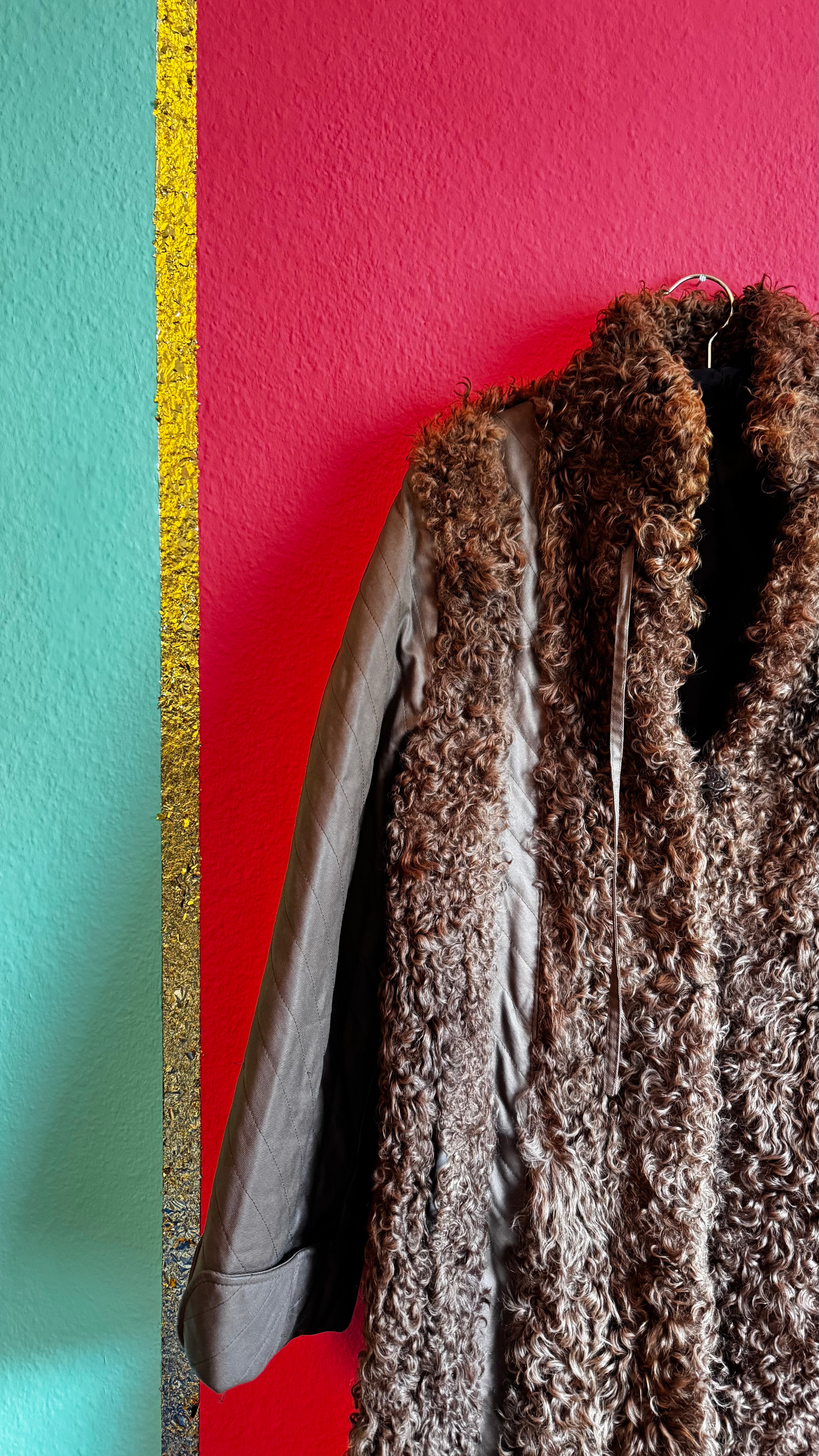 70s Brown Karakul Lamb Fur Coat - Persian Curly Fur - Alva - Morgaine | Vintage Store