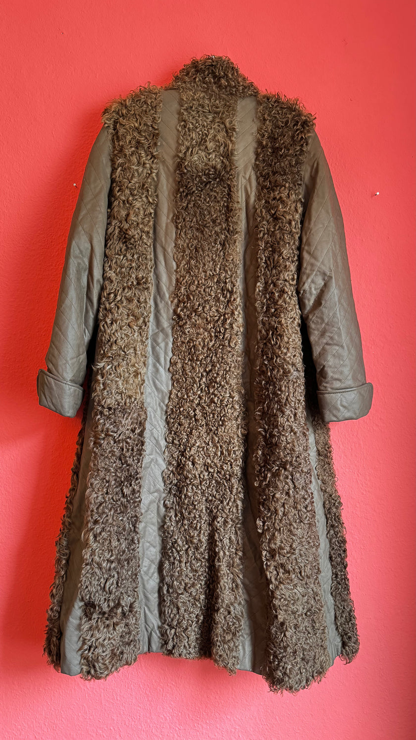 70s Brown Karakul Lamb Fur Coat - Persian Curly Fur - Alva - Morgaine | Vintage Store