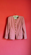 Rena Lange Red White Striped Blazer - High Collar Cotton - Alva - Morgaine | Vintage Store
