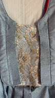 Vintage Estimated 1980s Powder Blue Cotton Brocade Dirndl Dress