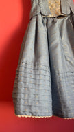 Vintage Estimated 1980s Powder Blue Cotton Brocade Dirndl Dress
