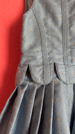 Vintage Estimated 1980s Powder Blue Cotton Brocade Dirndl Dress