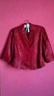 60s Red Damask Dress Jacket Set - Golden Accents - Alva - Morgaine | Vintage Store