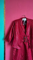 60s Red Damask Dress Jacket Set - Golden Accents - Alva - Morgaine | Vintage Store