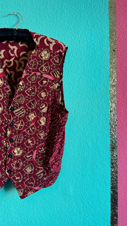 Paula & Mopitz Ibiza Burgundy Vest Scarf Set - Handmade