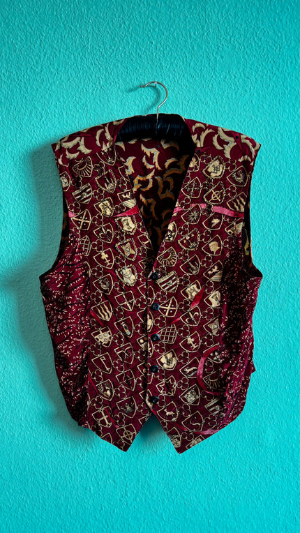 Paula & Mopitz Ibiza Burgundy Vest Scarf Set - Handmade