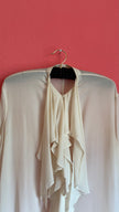 Vintage 1990s Ivory Silk Ruffle Blouse by Jil Sander