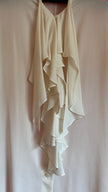 Vintage 1990s Ivory Silk Ruffle Blouse by Jil Sander