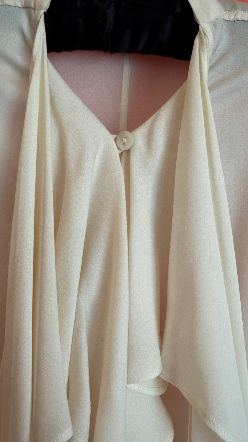 Vintage 1990s Ivory Silk Ruffle Blouse by Jil Sander