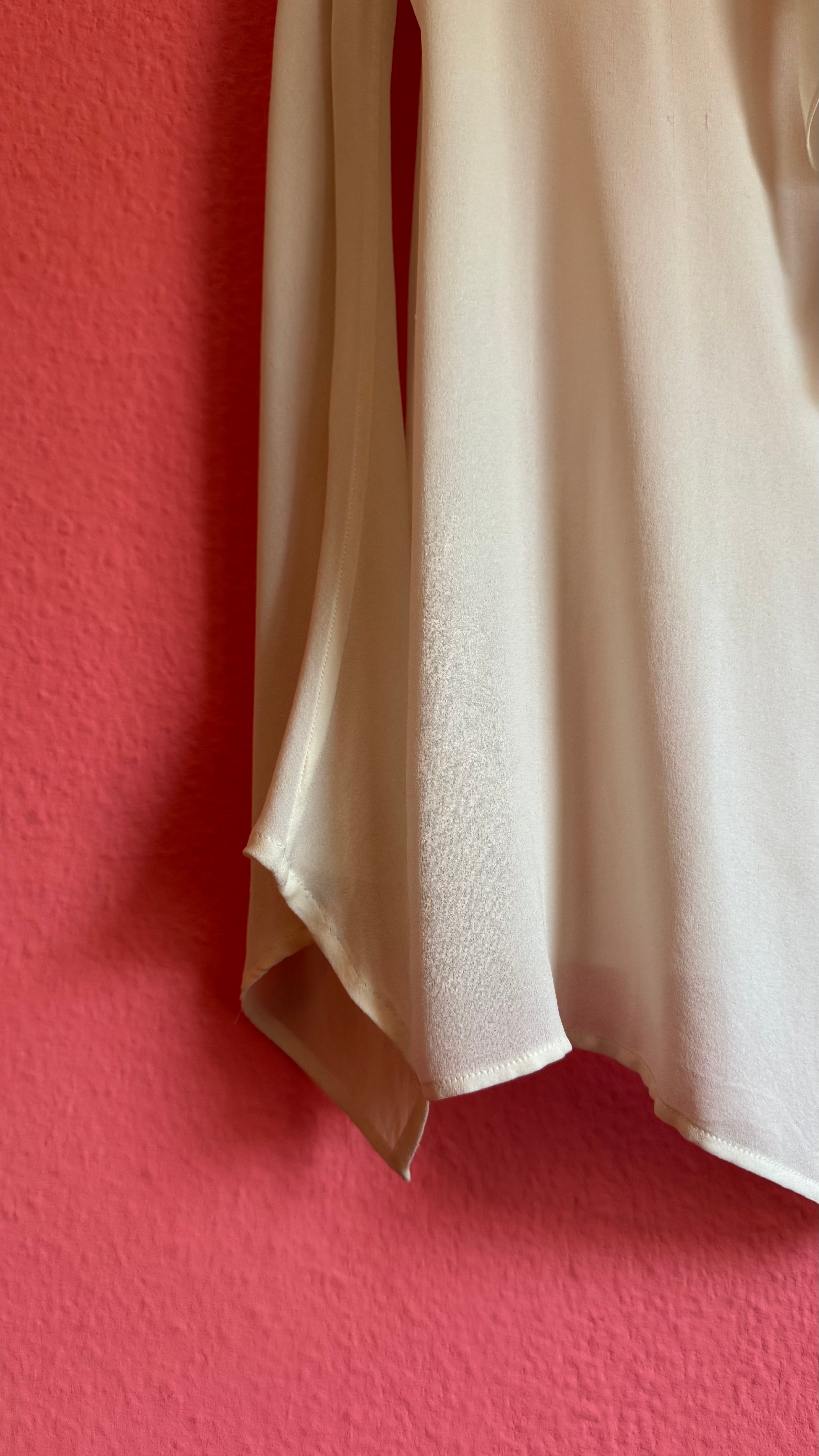 Vintage 1990s Ivory Silk Ruffle Blouse by Jil Sander