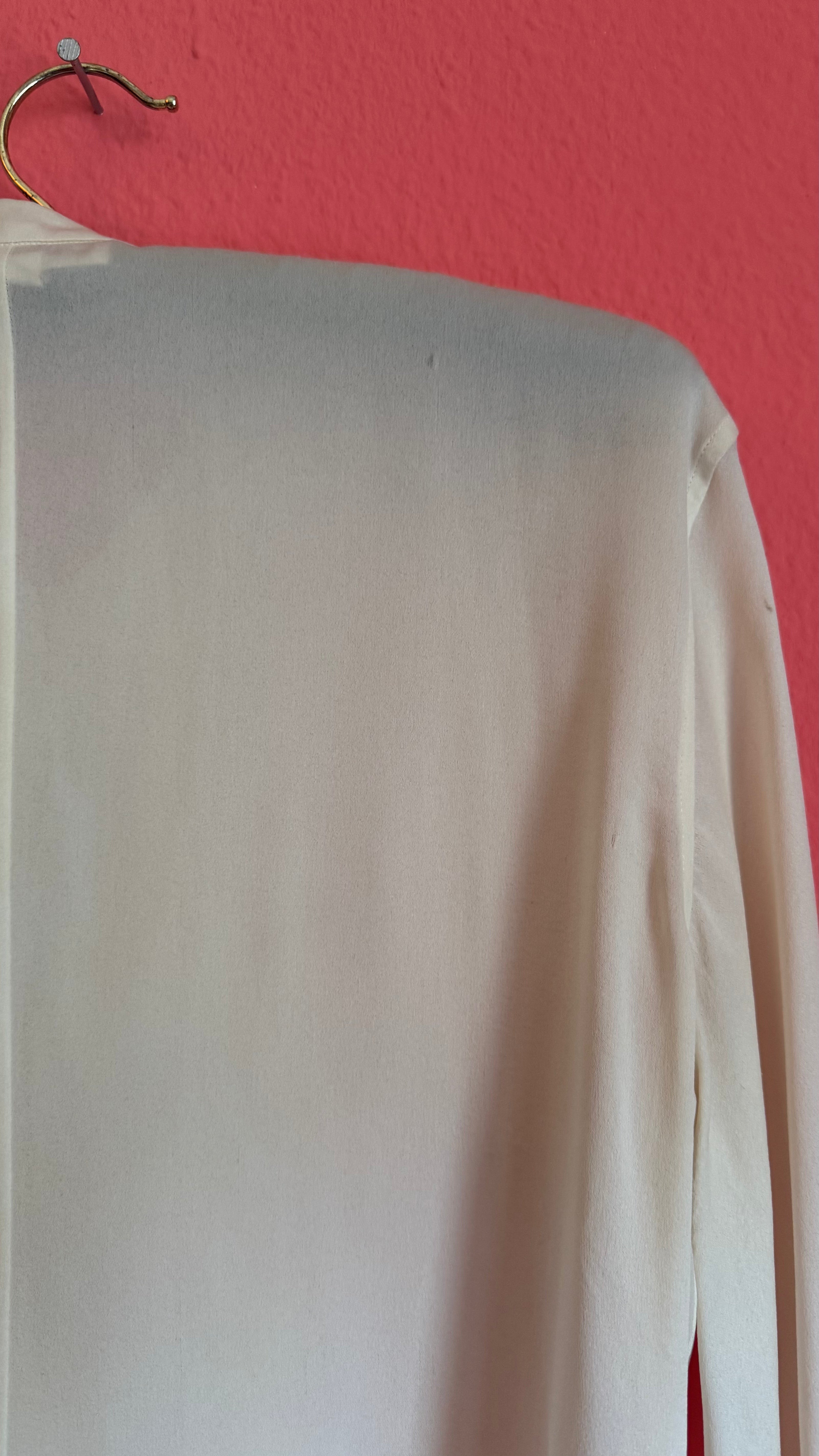 Vintage 1990s Ivory Silk Ruffle Blouse by Jil Sander