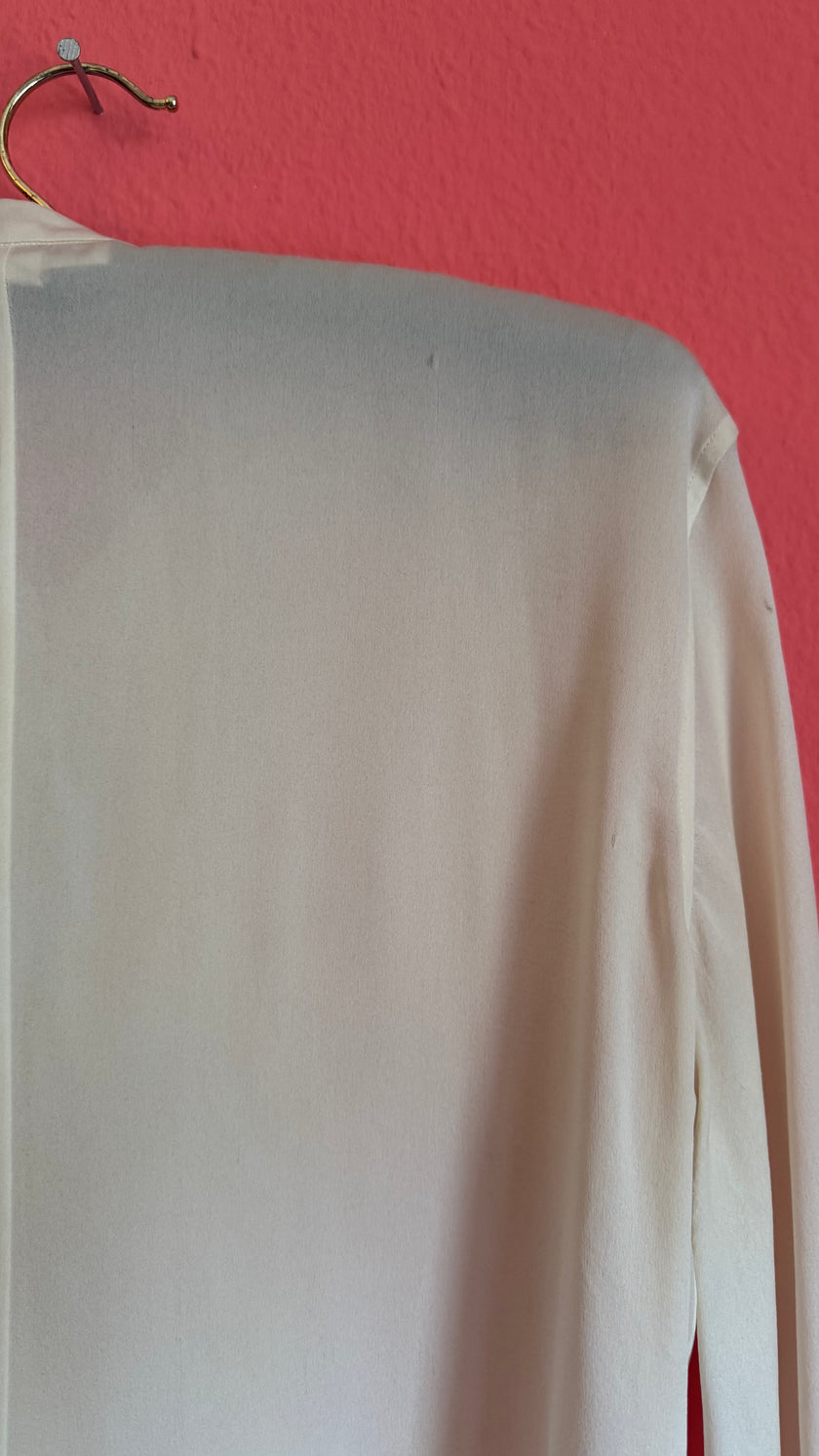 Vintage 1990s Ivory Silk Ruffle Blouse by Jil Sander