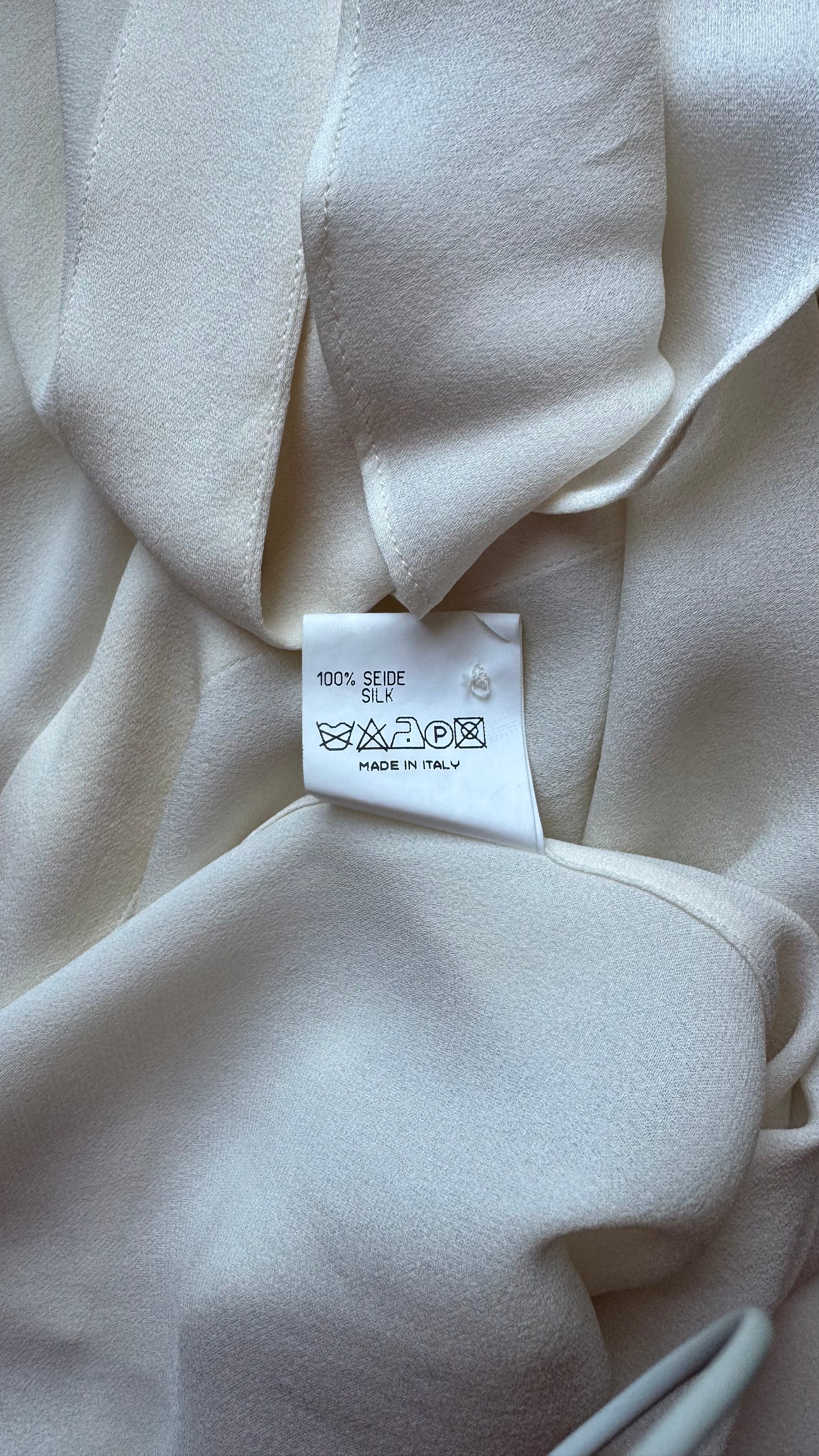 Vintage 1990s Ivory Silk Ruffle Blouse by Jil Sander