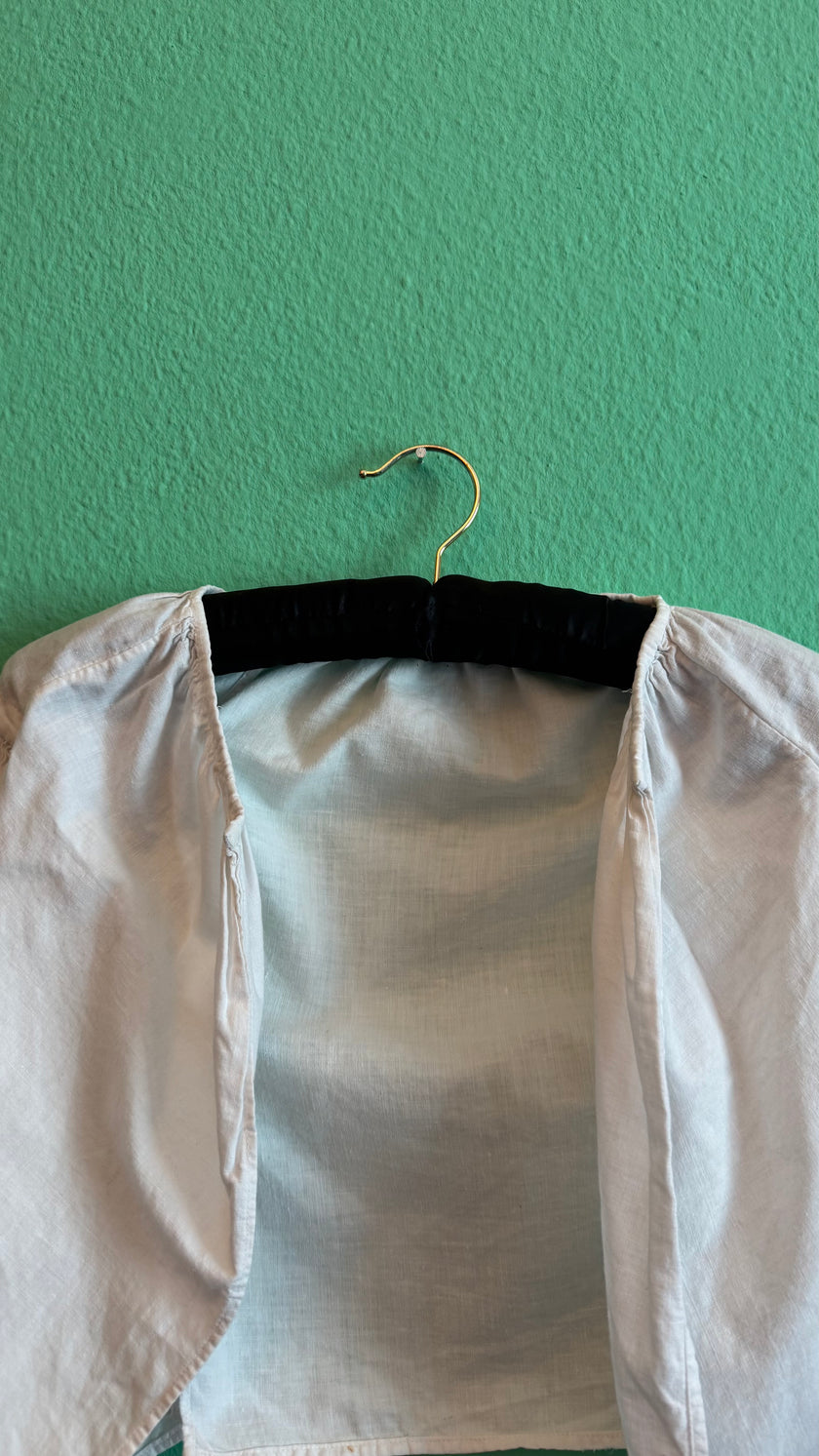 Vintage 1970s Ivory Cotton Embroidered Dirndl Blouse