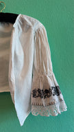 Vintage 1970s Ivory Cotton Embroidered Dirndl Blouse